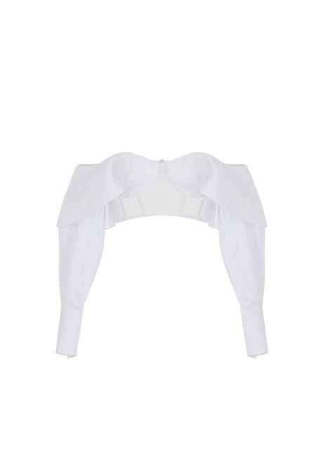 Top Elisabetta franchi donna TO02152E2 100 bianco manica lunga gemelli ELISABETTA FRANCHI | Top | TO02152E2100